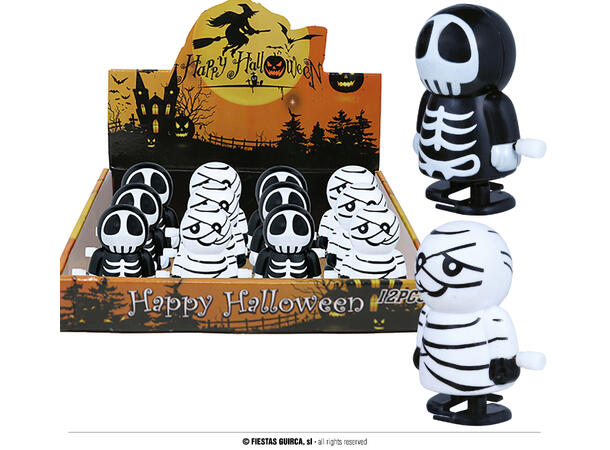Opptrekkbare Halloweenfigurer 1 display med 12 figurer - 5cm 