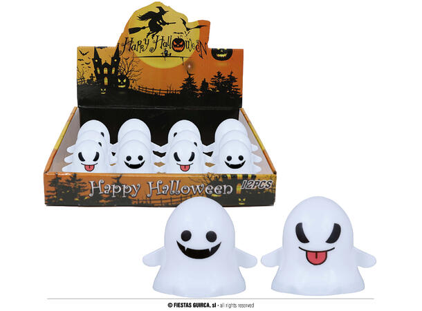 Opptrekkbare spøkelser m/LED-lys Display med 12 spøkelser - 3,5cm 