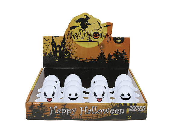 Opptrekkbare spøkelser m/LED-lys Display med 12 spøkelser - 3,5cm 
