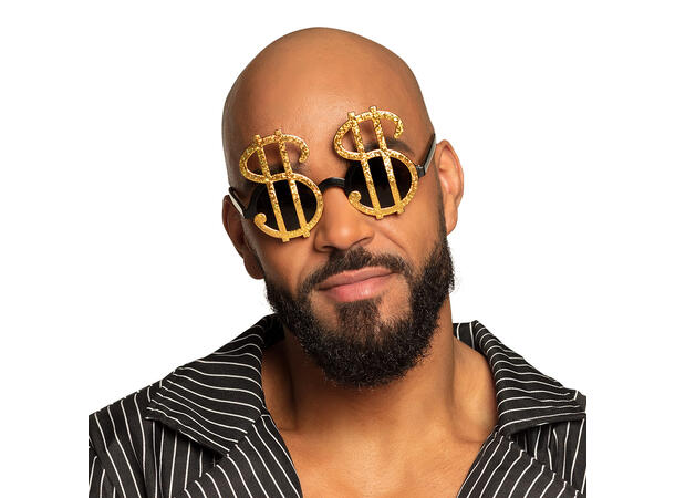 Partybriller - "$"-tegn - Gull 1 Par briller i plast 