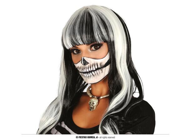 Parykk - Lang m/lugg - Sort/Hvit 1 Parykk i syntetisk hår 