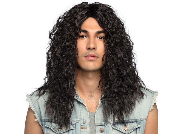 Parykk -  Mick - Sort lang m/krøller 1 Herreparykk - Onesize 