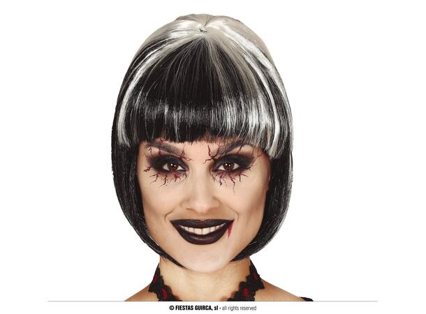 Parykk bob - Sort/Hvit 1 Parykk i syntetisk hår 