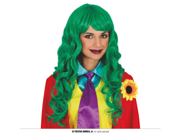 Parykk grønn - lang m/krøller 1 Parykk i syntetisk hår 