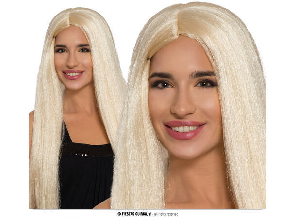 Parykk lang rett - Blond 1 Parykk i syntetisk hår 