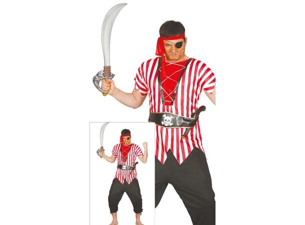 Piratkostyme - Rød/Sort/Hvit 1 Herrekostyme - str 54-56 (XL) 