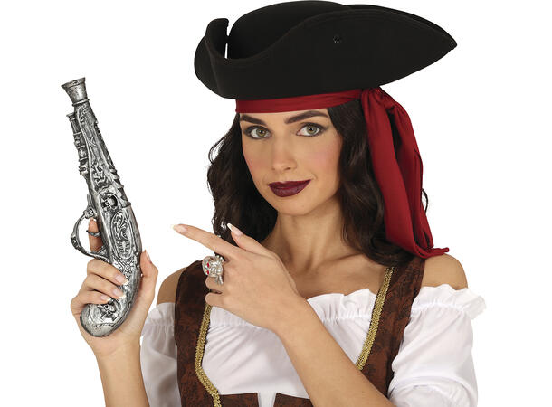 Piratpistol - sølv 1 Pistol i plast - 30cm - til voksen 
