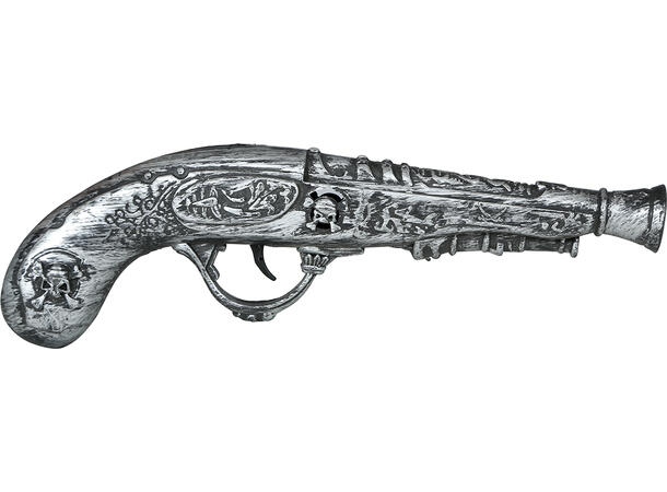 Piratpistol - sølv 1 Pistol i plast - 30cm - til voksen 