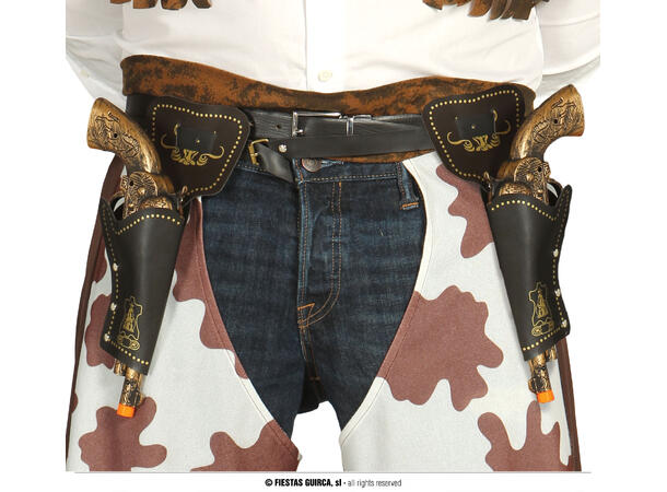 Pistolbelte med to revolvere - Voksen 1 Belte og 2 pistoler(29cm) i plast 