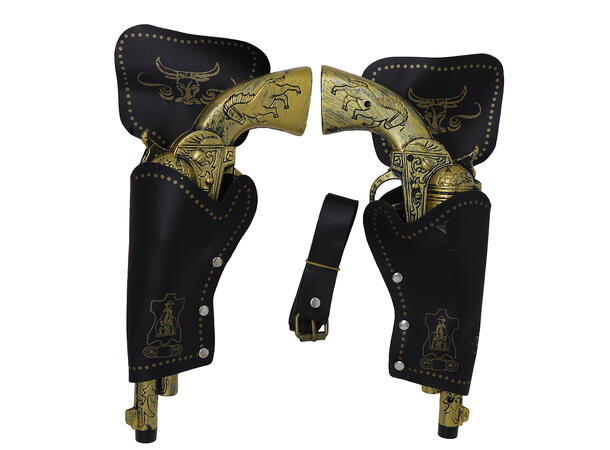 Pistolbelte med to revolvere - Voksen 1 Belte og 2 pistoler(29cm) i plast 