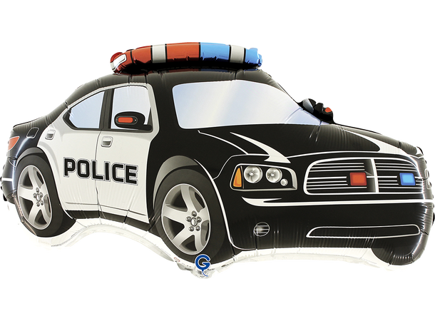 Politibil - Sort og hvit 1 Folieballong med form - (71x38 cm) 