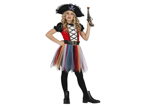 Priratkostyme - Kjole - Sort/Hvit/Rød 1 Barnekostyme til jente - Str 7-9 År 