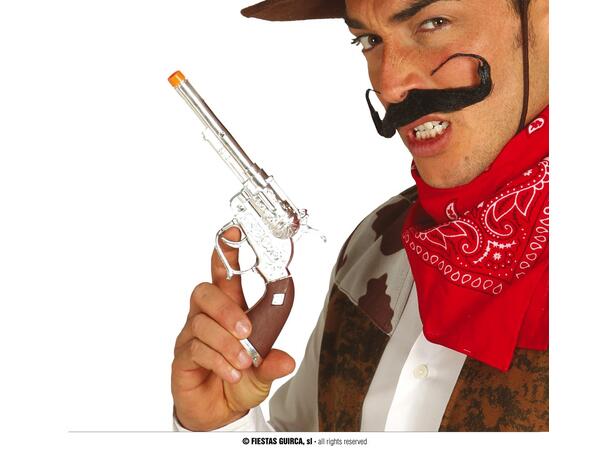 Revolver - Cowboy - Sølv/brun 1 Lekepistol i plast - 25cm 