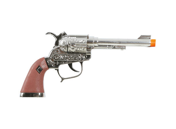 Revolver - Cowboy - Sølv/brun 1 Lekepistol i plast - 25cm 