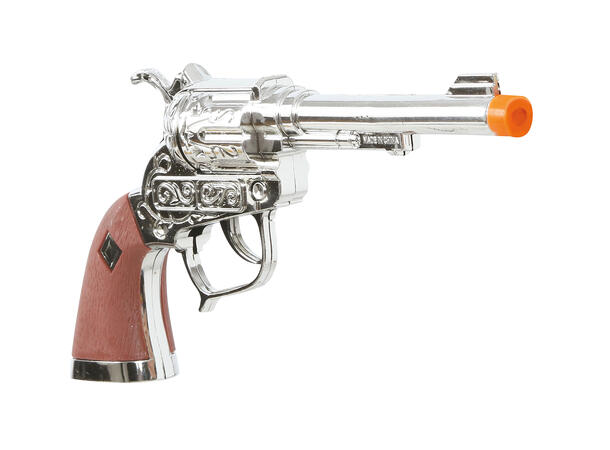 Revolver - Cowboy - Sølv/brun 1 Lekepistol i plast - 25cm 