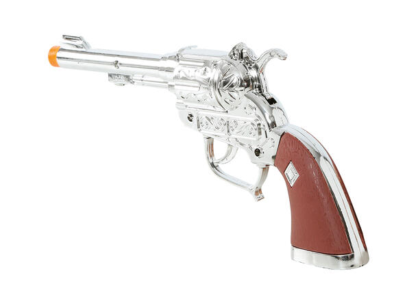 Revolver - Cowboy - Sølv/brun 1 Lekepistol i plast - 25cm 
