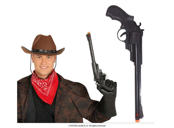 Revolver med langt løp - Sort 1 Lekepistol i plast - 43cm 
