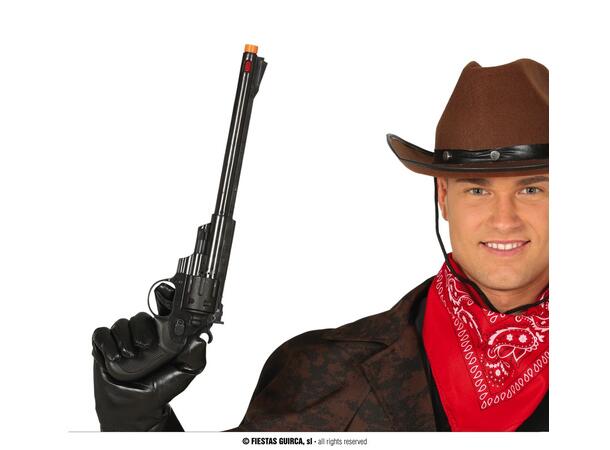 Revolver med langt løp - Sort 1 Lekepistol i plast - 43cm 