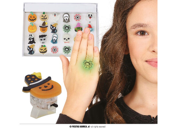 Ring - Assorterte design med LED-lys Boks med 24 assoterte ringer - 3cm 