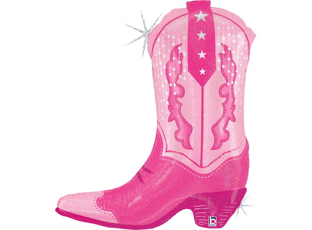 Rosa cowboystøvel 1 Folieballong med form - (53x63 cm) 