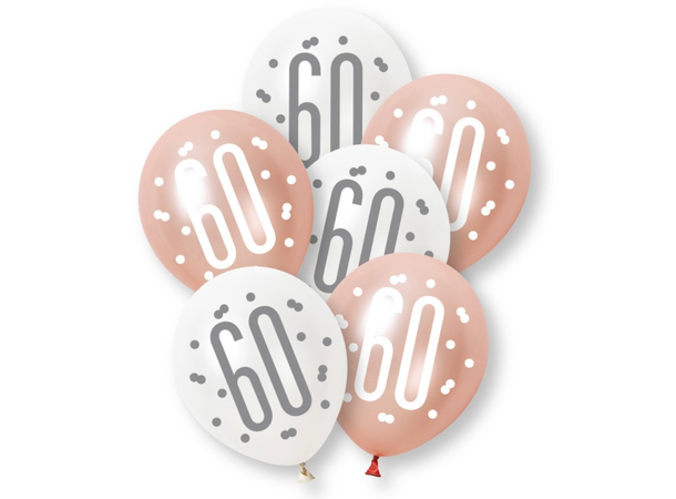 Rosegull Glitz - #60 6 Gummiballonger - 30cm (12") - 2 farger