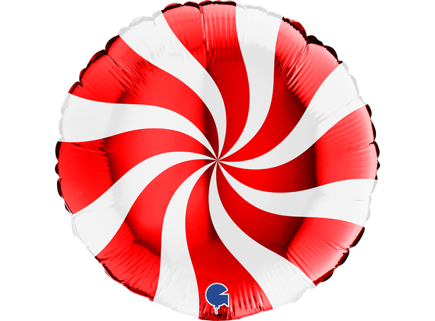 Round 18inc Swirly White-Red - Rund 1 Folieballong rund - 46cm (18") 