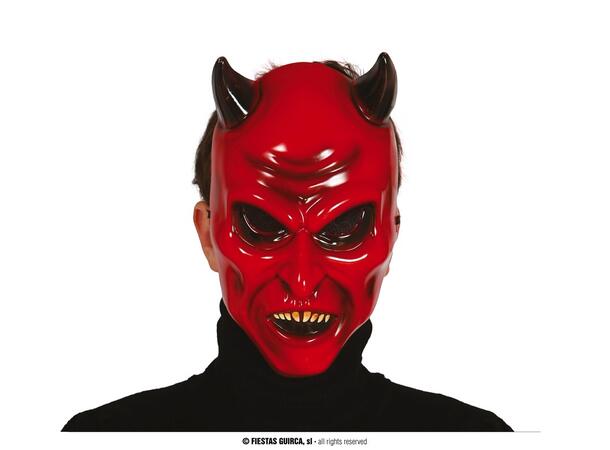 Rød djevelmaske med horn 1 Maske i PVC 