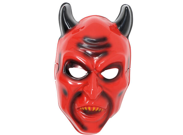 Rød djevelmaske med horn 1 Maske i PVC 