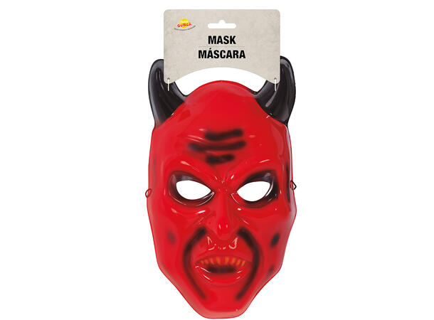 Rød djevelmaske med horn 1 Maske i PVC 