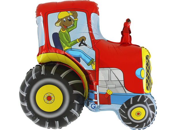 Rød traktor 1 Folieballong med form - (63x58 cm) 