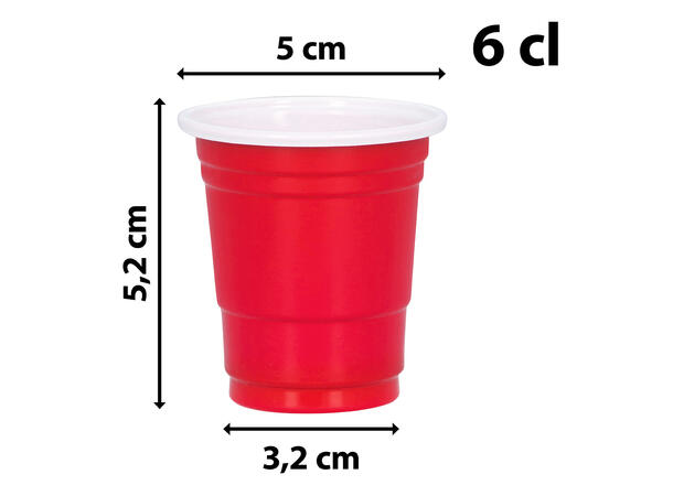 Røde shotteglass 20 plastikk shotteglass - 6cl 