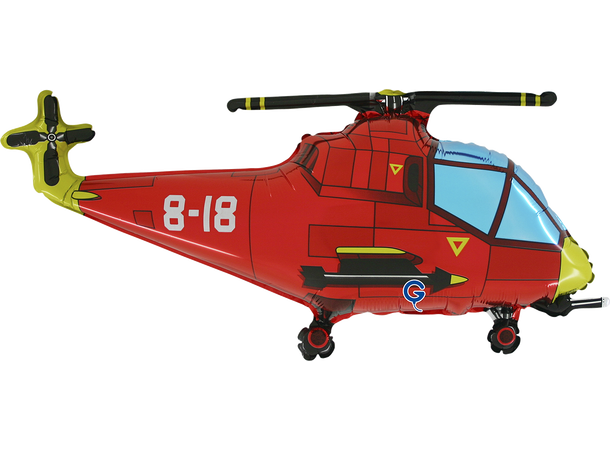 Rødt helikopter 1 Folieballong med form - (94x39 cm) 