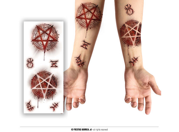 Satanisk tatovering 1 Ark med tatoveringer - 30x13cm 