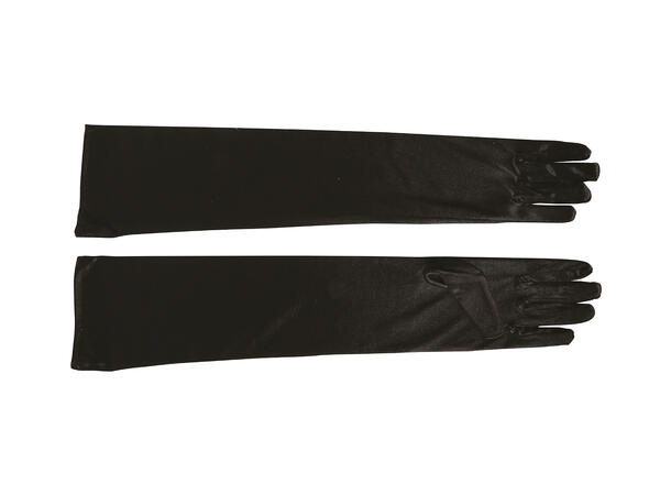 Satinhansker  - Sorte - Lange 1 Par hansker - 51cm 