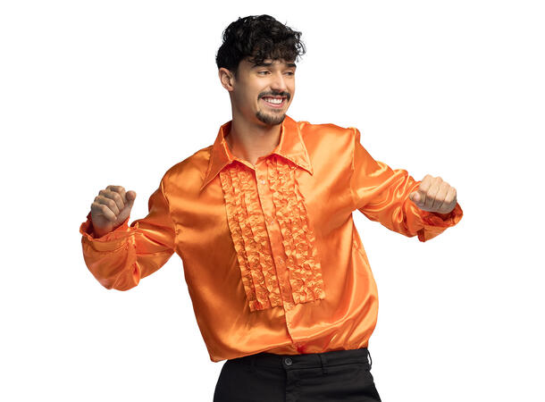 Silkeskjorte party - Oransje 1 Skjorte til mann - Str L 