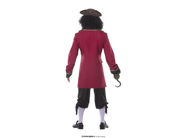 Sjørøverkaptein - Sort/Rød 1 Herrekostyme - str 46-48 (S) 