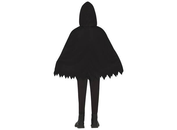 Skjelettdrakt - Poncho og hette - Sort 1 Barnekostyme Unisex - Str 7-9 År 