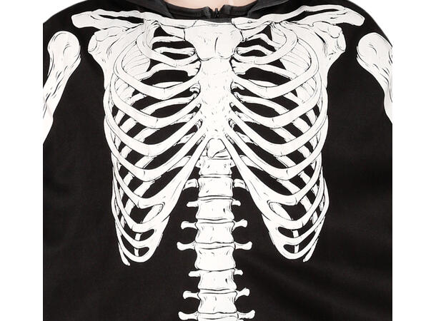 Skjelettdrakt - Poncho og hette - Sort 1 Barnekostyme Unisex - Str 7-9 År 