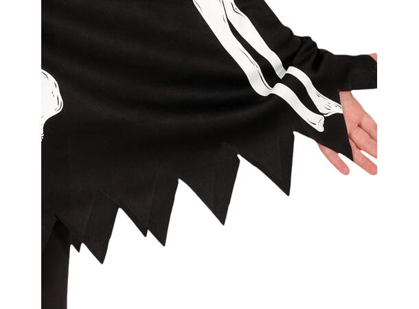 Skjelettdrakt - Poncho og hette - Sort 1 Barnekostyme Unisex - Str 7-9 År 