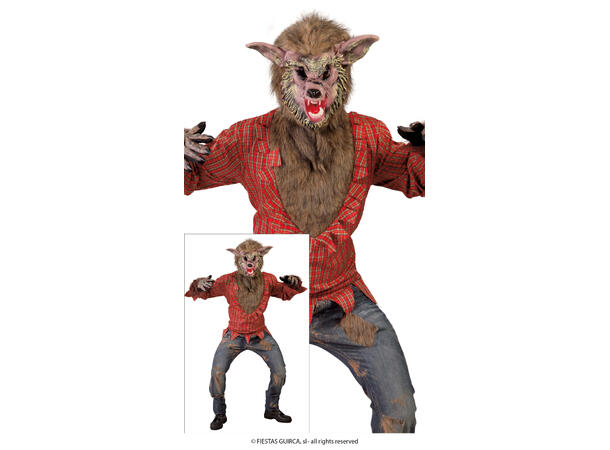 Skotsk Ulv - Skjorte og maske 1 Herrekostyme - str 52-54 (L) 