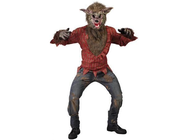 Skotsk Ulv - Skjorte og maske 1 Herrekostyme - str 52-54 (L) 