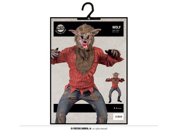 Skotsk Ulv - Skjorte og maske 1 Herrekostyme - str 52-54 (L) 