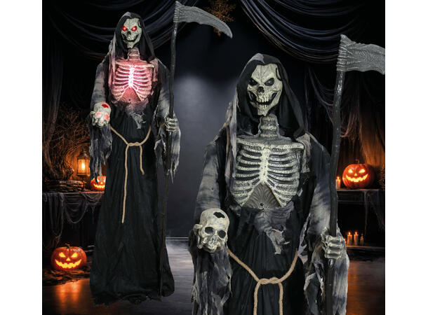 Skrekkfigur - Døden med ljå og skalle 1 Figur m/lyd/lys/begegelse - 220cm 