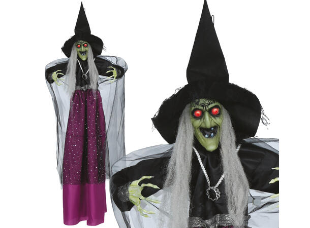 Skrekkfigur - Hengende heks 1 Figur m/lyd/lys/begegelse - 100cm 