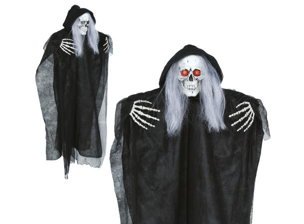 Skrekkfigur - Hengende skjelett m/kappe 1 Figur m/lyd/lys/begegelse - 90cm 
