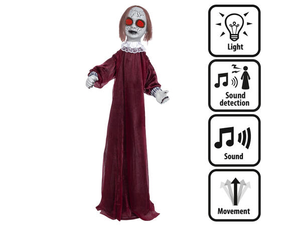 Skrekkfigur - Latterdukke m/Rød kjole 1 Figur m/Lys/Lyd/Bevegelse - 90cm 
