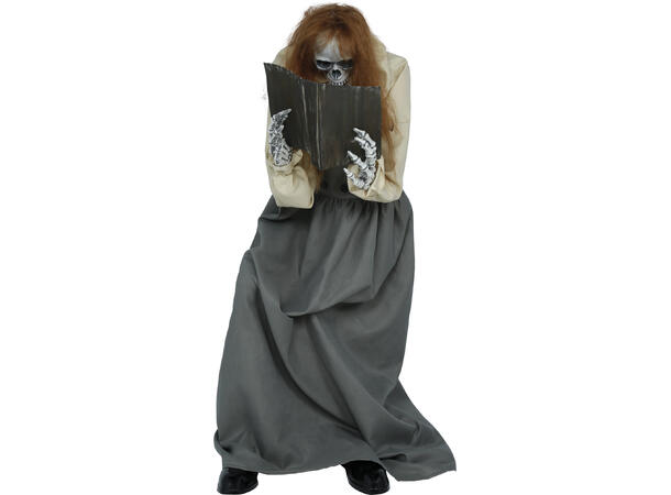 Skrekkfigur - Skjelettdame som leser bok 1 Figur m/lyd/lys/begegelse - 130cm 