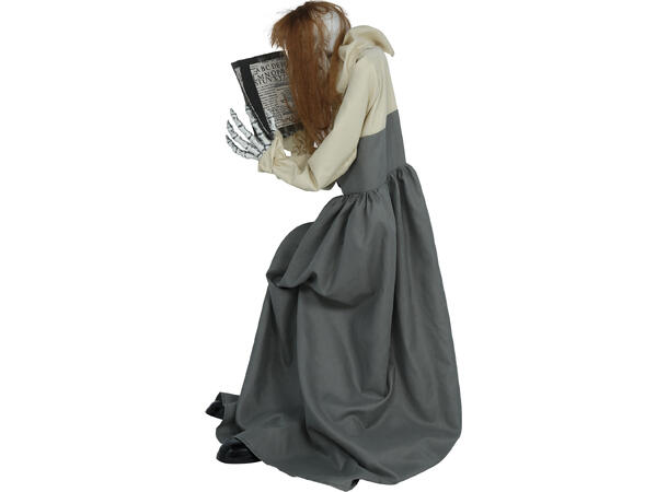 Skrekkfigur - Skjelettdame som leser bok 1 Figur m/lyd/lys/begegelse - 130cm 