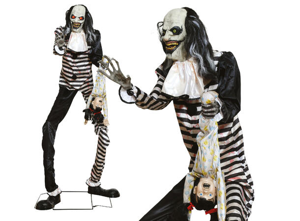 Skrekkfigur - Skummel klovn med barn 1 Figur m/lyd/lys/begegelse - 215cm 