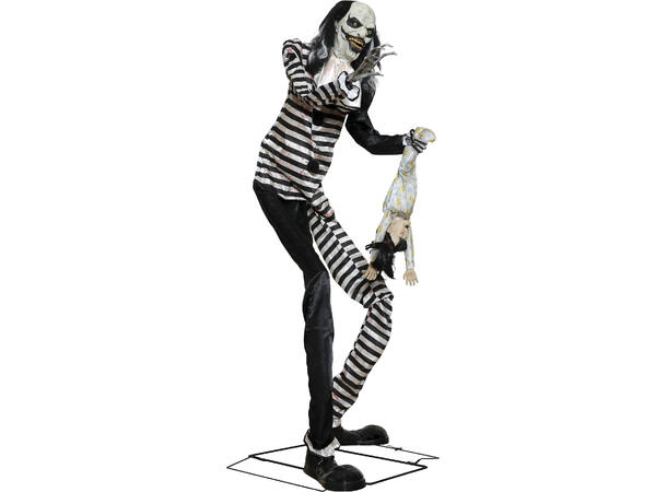 Skrekkfigur - Skummel klovn med barn 1 Figur m/lyd/lys/begegelse - 215cm 